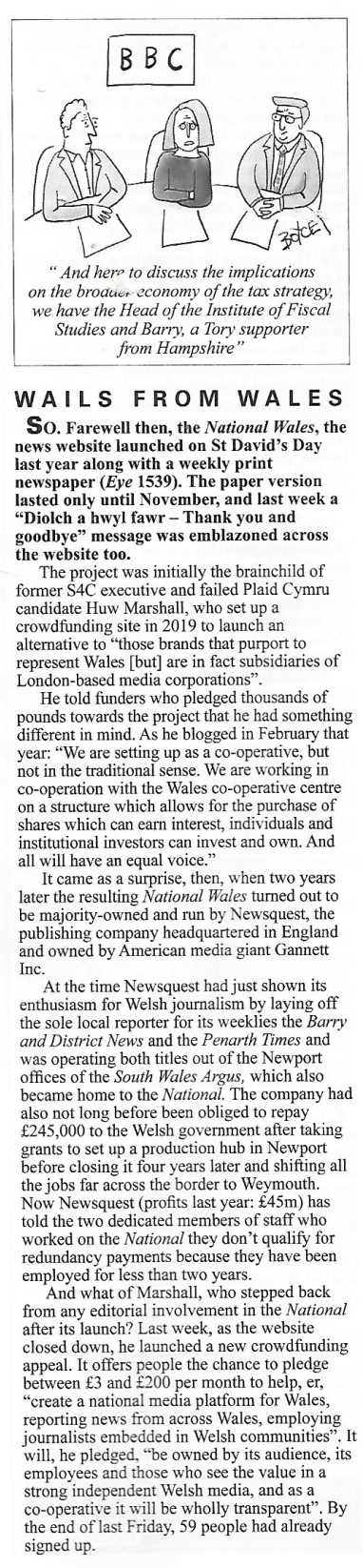 MARSHALL, Huw PRIVATE EYE 01 Sep-2022